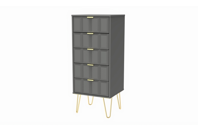 Welcome Furniture 5 Drawer Chest of Drawers with Cube Panel Design