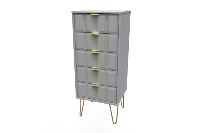 5 Drawer Chest of Drawers with Cube Panel Design Furniture World