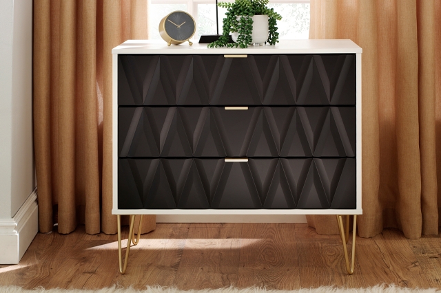 Welcome Furniture 3 Drawer Chest of Drawers with Diamond Panel Design