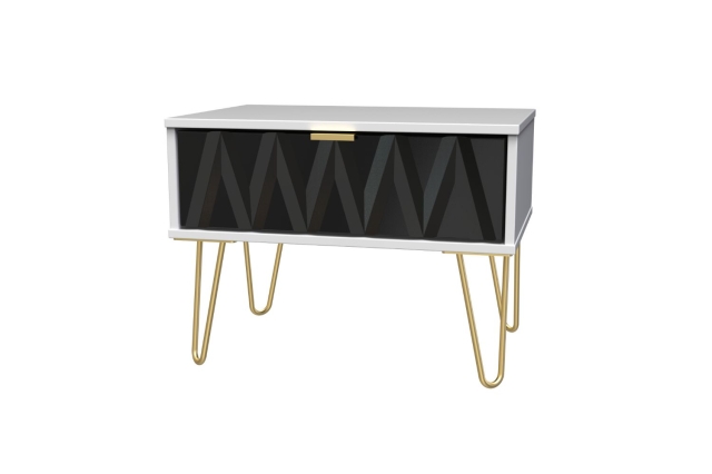 Welcome Furniture 1 Drawer Wide Bedside Table with Diamond Panel Design