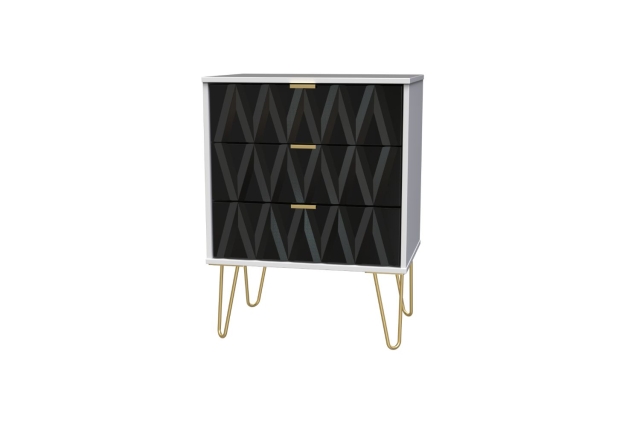 Welcome Furniture 3 Drawer Wide Chest of Drawers with Diamond Panel Design