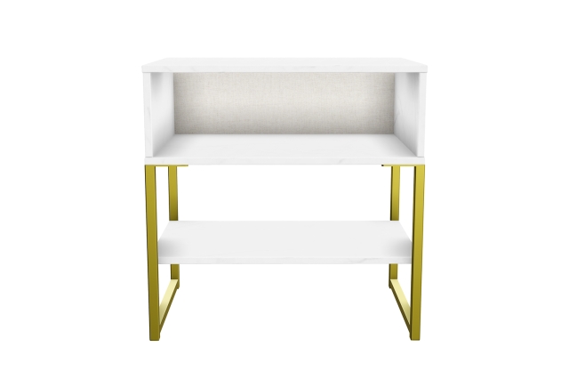 Wide Open Midi Bedside Table in Marble or Pewter Finish