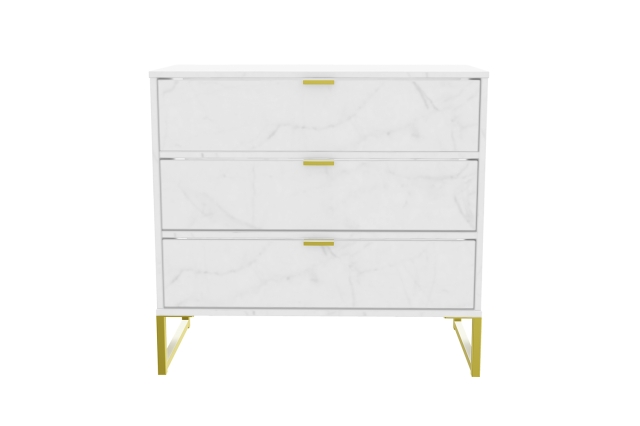 Welcome Furniture 3 Drawer Chest of Drawers in Marble or Pewter Finish