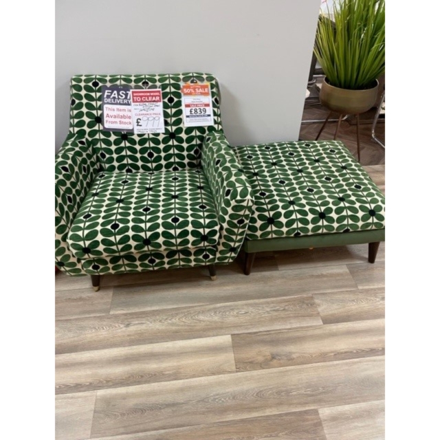 Store Clearance Items Orla Kiely Rose Chair and Flynn Footstool