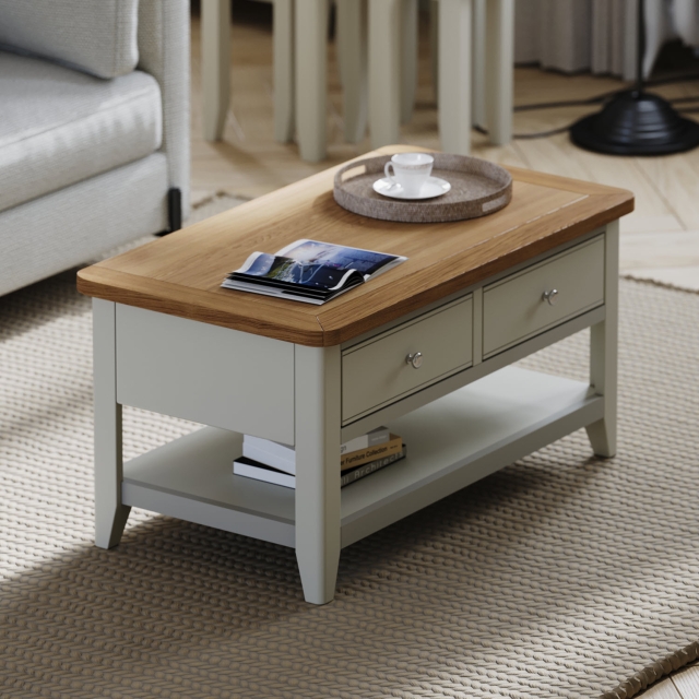 Arlo Painted Oak Coffee Table 2 Drawers
