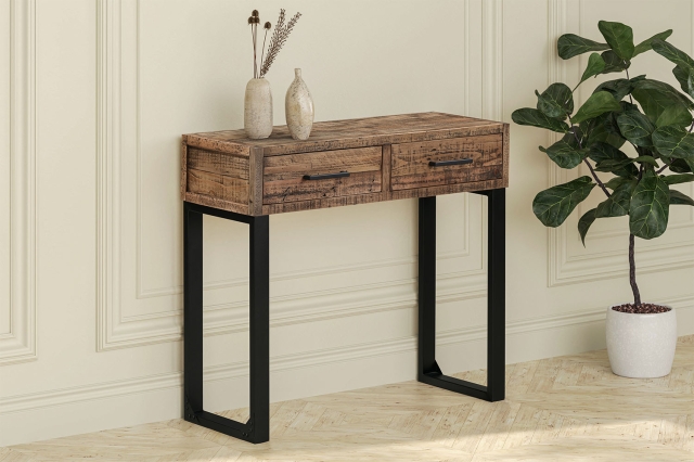 Boston Reclaimed Wood Industrial Console Table