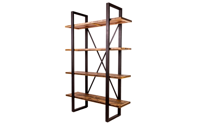 CFL Boston Reclaimed Wood Industrial Open Shelf Bookcase