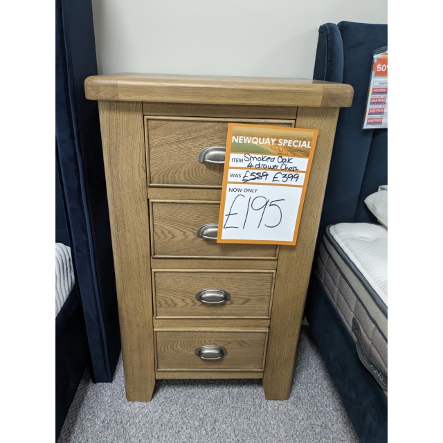 Store Clearance Items Smoked Oak 4 Drawer Chest