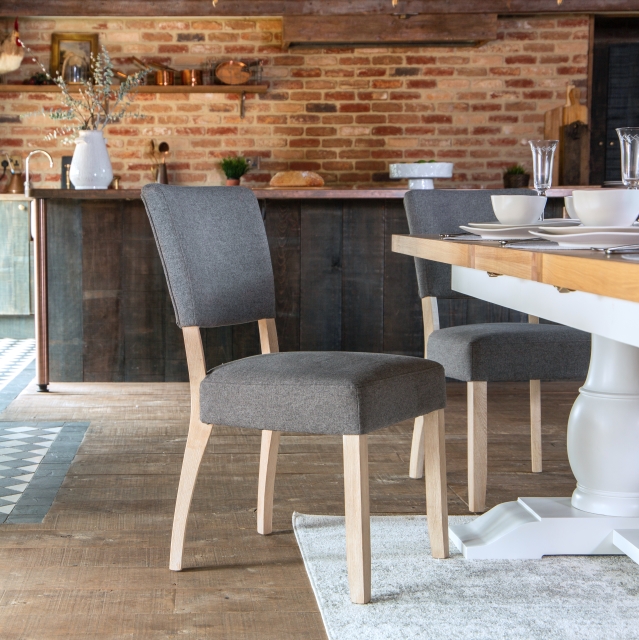 Classic Farmhouse Fabric Dining Chair in Grey Furniture World