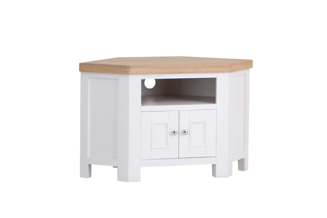 Farmhouse style deals corner tv stand