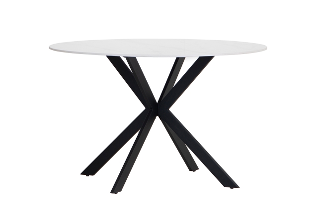 Kettle Interiors 1.2m Round White Marble Sintered Stone Dining Table