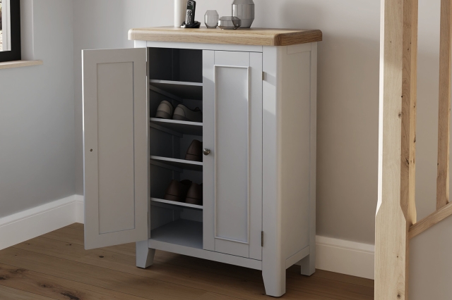 Painted oak shoe cabinet deals