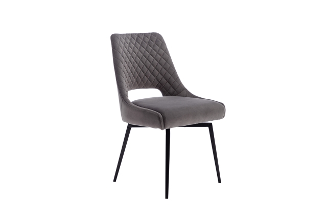 Kettle Interiors Swivel Dining Chair in Graphite Velvet