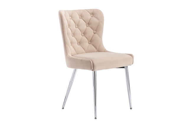 Kettle Interiors Button Back Dining Chair in Taupe Velvet