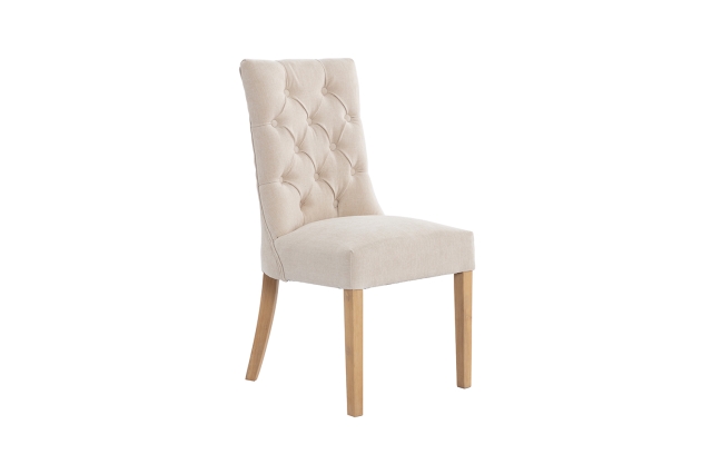 Kettle Interiors Curved Button Back Dining Chair in Natural