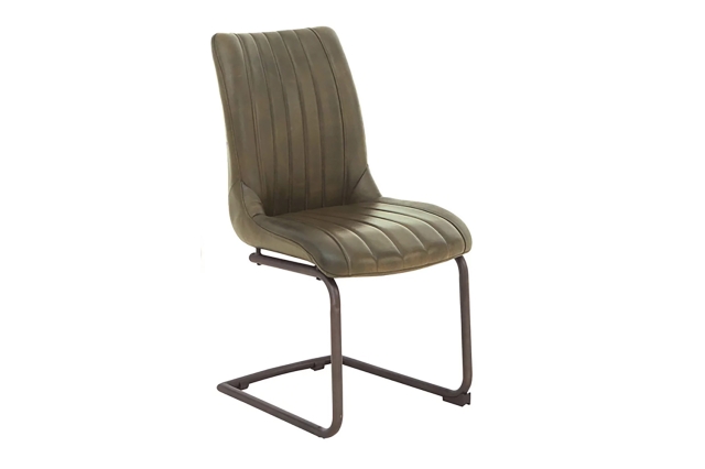 Kettle Interiors Leather & iron Traditional Dining Chair in Light Grey