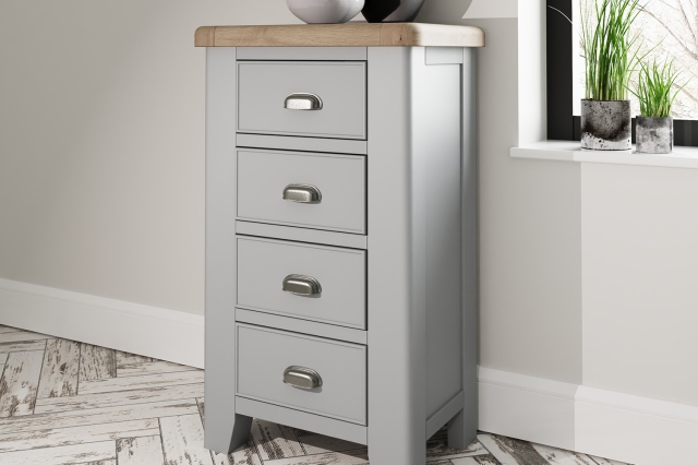 Kettle Interiors Smoked Oak Painted Grey 4 Drawer Chest