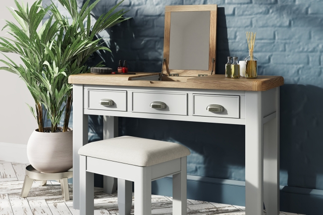 Kettle Interiors Smoked Oak Painted Grey Dressing Table