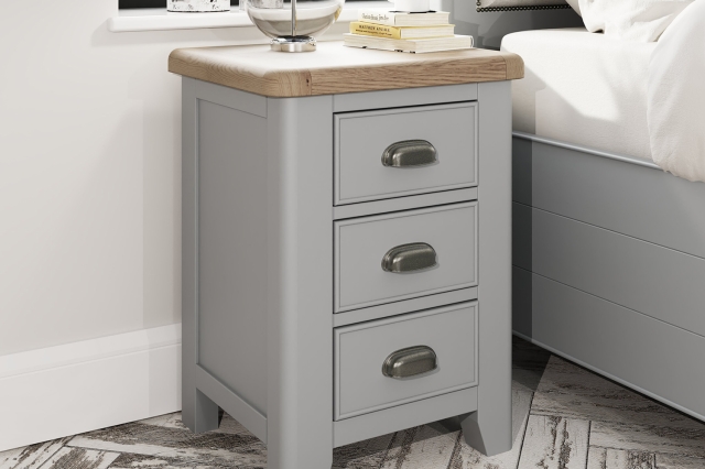 Kettle Interiors Smoked Oak Painted Grey Large Bedside Table