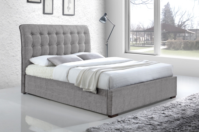 Time Living Time Living Hamilton Fabric Bed Frame in Light Grey