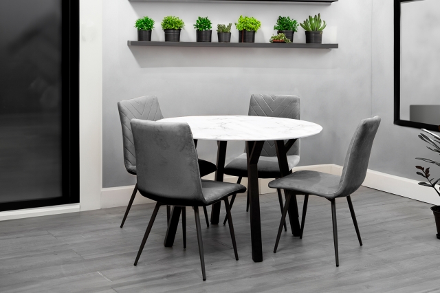 White marble round dining table set deals