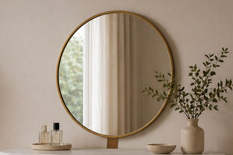 Reed Mango Wood & Marble Dressing Table Gallery Mirror Reed Mango Wood & Marble Dressing Table Gallery Mirror