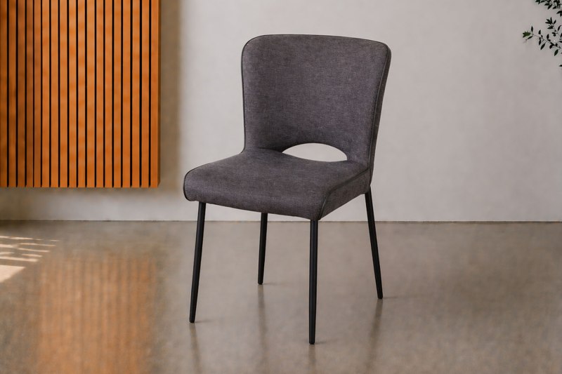 Maya Linen Dining Chair in Dark Grey (Pair) Maya Linen Dining Chair in Dark Grey (Pair)