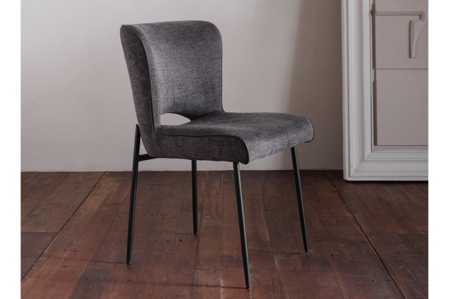 Baker Furniture Maya Linen Dining Chair in Dark Grey (Pair)