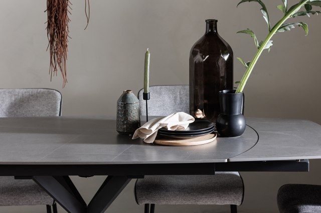 Sintered Stone 140-200cm Twist Extending Dining Table in Grey