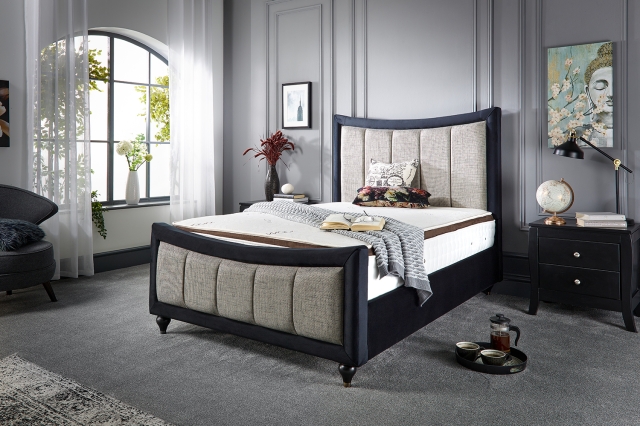 Home Of Beds Herman Upholstered Bedframe with Vertical Panelled Headboard