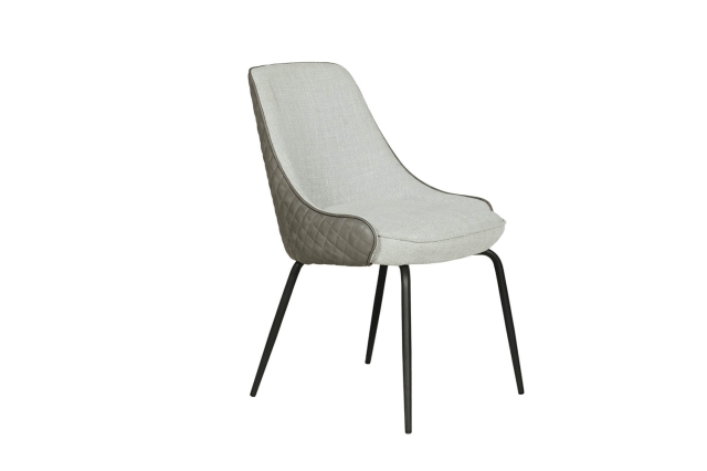 Vida Living Sadie Grey Dining Chair with Fabric Seat and Diamond Leather Back