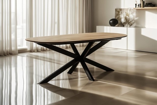 Sadie Industrial 160cm Dining Table in Oak Finish Sadie Industrial 160cm Dining Table in Oak Finish