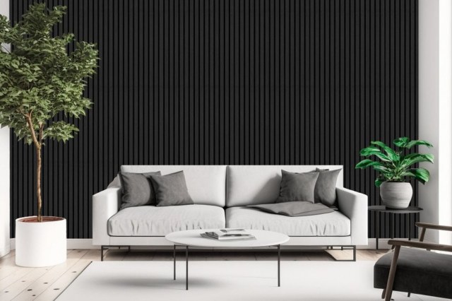 Pack of 2 - Dark Grey Decorative Acoustic Slat Wall Panel - 2400mm x 600mm Pack of 2 - Dark Grey Decorative Acoustic Slat Wall Panel - 2400mm x 600mm