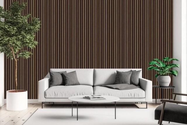 Pack of 2 - Walnut Decorative Acoustic Slat Wall Panel - 2400mm x 600mm Pack of 2 - Walnut Decorative Acoustic Slat Wall Panel - 2400mm x 600mm