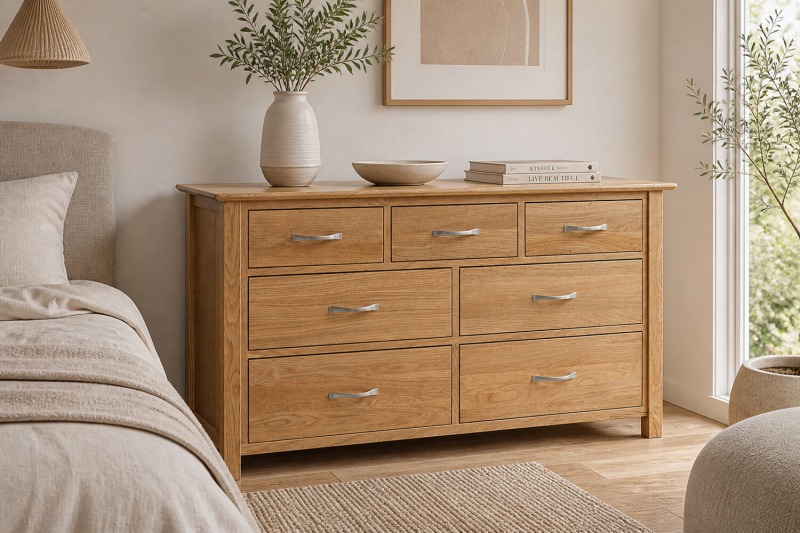 Devon Solid Oak 3 Over 4 Chest of Drawers Devon Solid Oak 3 Over 4 Chest of Drawers