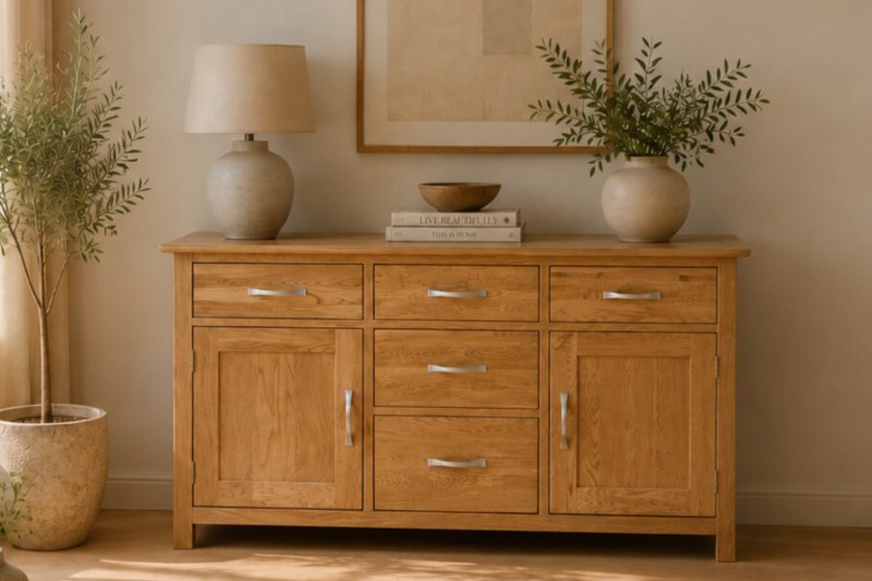 Devon 100% Solid Oak 4ft6in Sideboard Dresser Base Devon 100% Solid Oak 4ft6in Sideboard Dresser Base