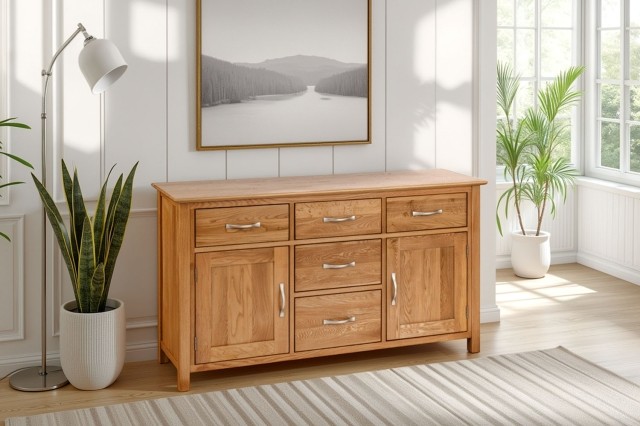 Moda 100% Solid Oak 4ft6in Sideboard Dresser Base Moda 100% Solid Oak 4ft6in Sideboard Dresser Base