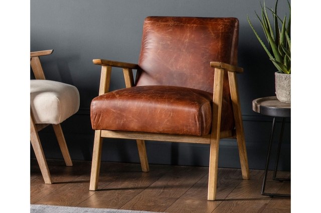Gallery Direct Neyland Vintage Brown Leather Armchair Gallery Direct Neyland Vintage Brown Leather Armchair