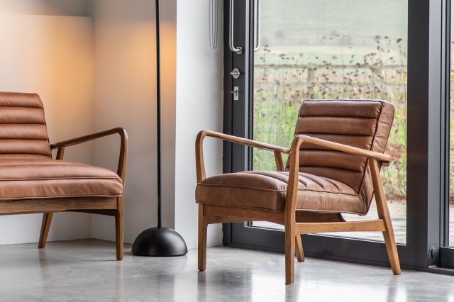 Gallery Direct Datsun Vintage Brown Leather Armchair | Furniture World
