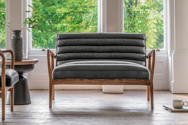 Gallery Direct Datsun Antique Ebony Leather 2 Seater Sofa Gallery Direct Datsun Antique Ebony Leather 2 Seater Sofa