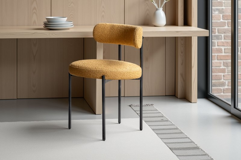 Gallery Direct Aveley Set of 2 Ochre Boucle Dining Chairs Gallery Direct Aveley Set of 2 Ochre Boucle Dining Chairs