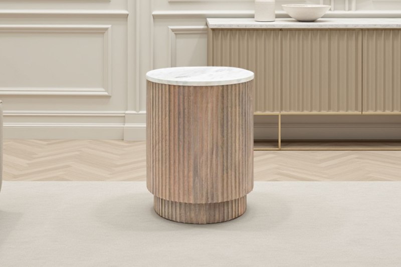 Gallery Direct Marmo Mango Wood Side Table with Marble Top Gallery Direct Marmo Mango Wood Side Table with Marble Top