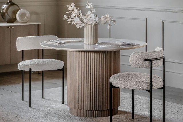 Gallery Direct Marmo Mango Wood Round Dining Table with Marble Top Gallery Direct Marmo Mango Wood Round Dining Table with Marble Top