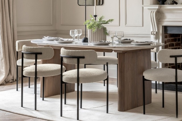 Gallery Direct Marmo Mango Wood Large Dining Table with Marble Top Gallery Direct Marmo Mango Wood Large Dining Table with Marble Top