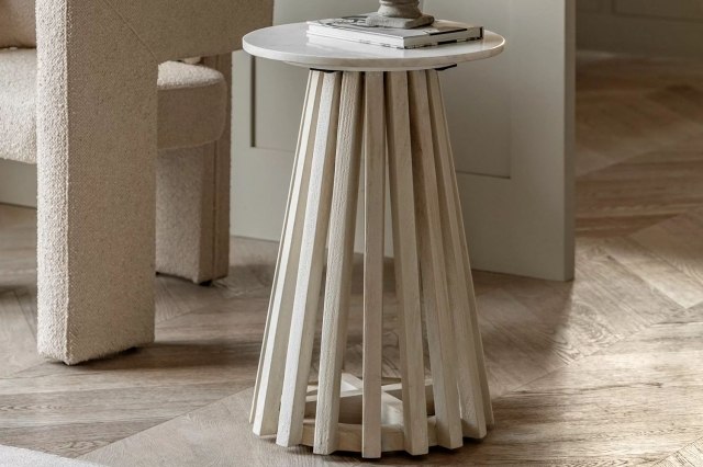Gallery Direct Soho Mango Wood Side Table with Marble Top Gallery Direct Soho Mango Wood Side Table with Marble Top
