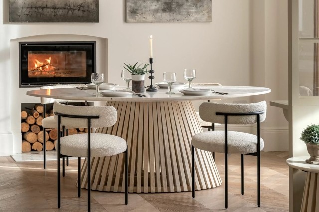 Gallery Direct Soho Mango Wood Oval Dining Table Set with Marble Top & 6 Aveley Chairs Gallery Direct Soho Mango Wood Oval Dining Table Set with Marble Top & 6 Aveley Chairs