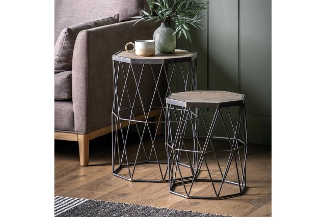 Gallery Direct Marshal Wood & Metal Set Of 2 Side Tables Gallery Direct Marshal Wood & Metal Set Of 2 Side Tables
