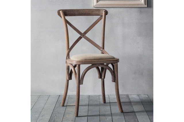 Gallery Direct Set of 2 Cafe Washed Oak Dining Chairs with Linen Seat Gallery Direct Set of 2 Cafe Washed Oak Dining Chairs with Linen Seat