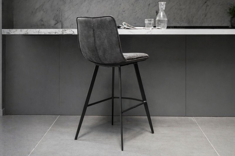 Gallery Direct Set of 2 Palmer Bar Stools in Grey Leather Gallery Direct Set of 2 Palmer Bar Stools in Grey Leather