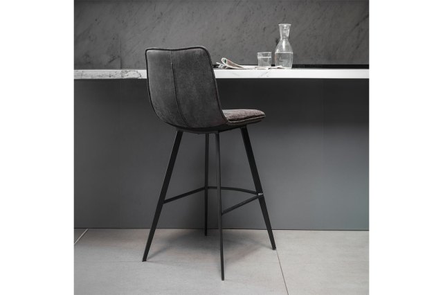 Gallery Direct Set of 2 Palmer Bar Stools in Grey Leather Gallery Direct Set of 2 Palmer Bar Stools in Grey Leather